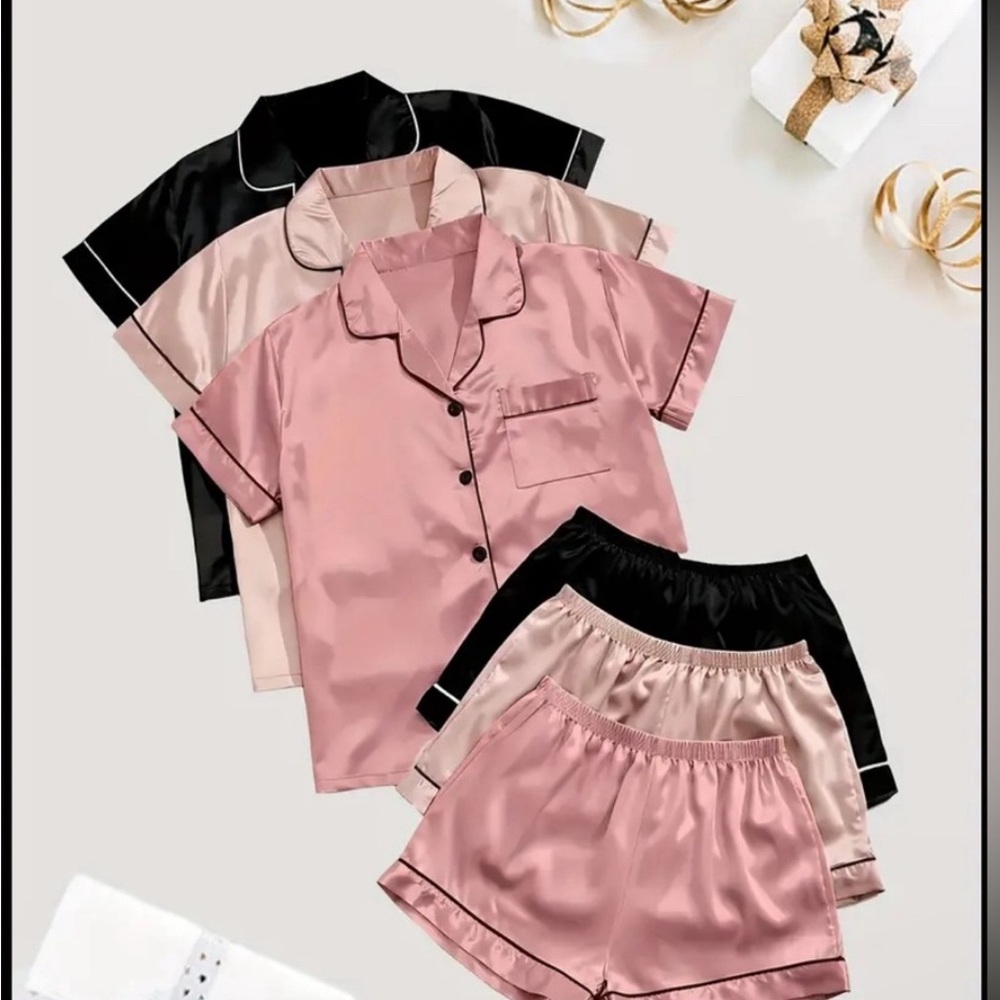 New set of three. Satin sleep sets.